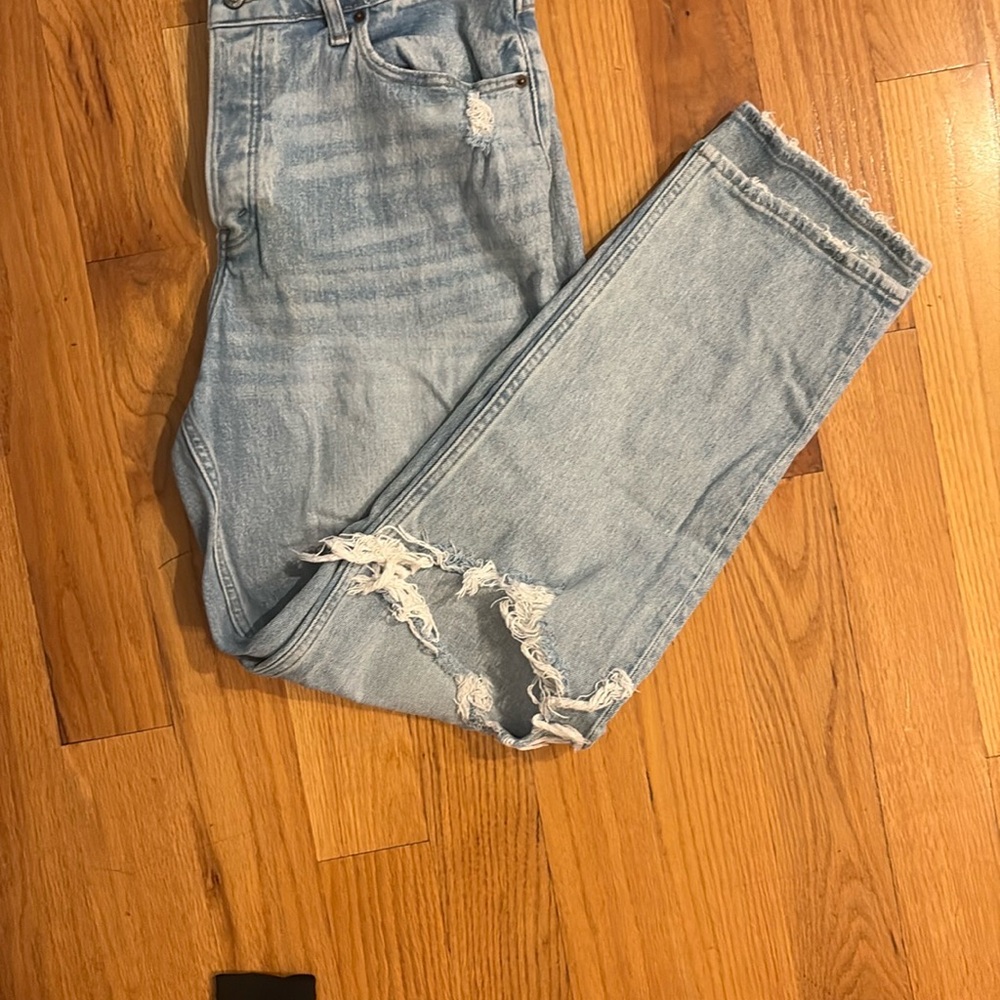 Abercrombie & Fitch Blue Ankle Cropped Jeans Distressed